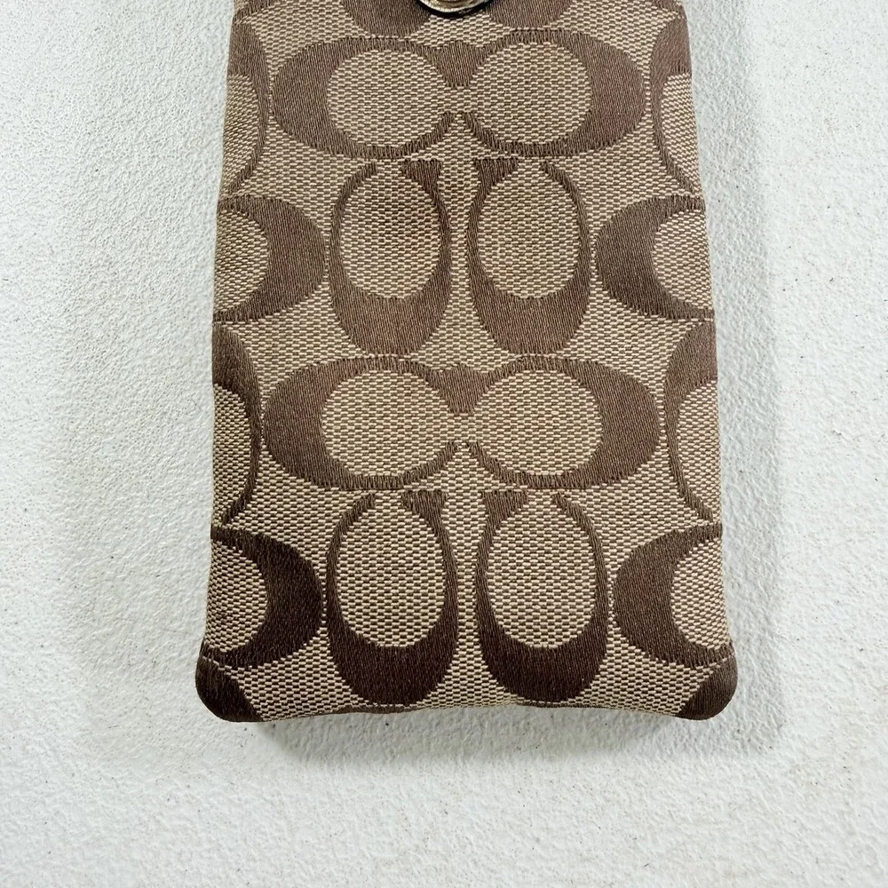 Coach Signature Canvas Leather Soft Eyeglasses Sunglasses Case Gold Squeeze Top